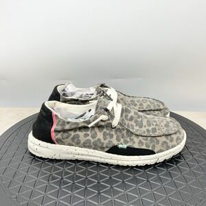 Hey Dude Wendy Shoes Women Size 7 Sneakers Brown Black Jungle Leopard Slip On